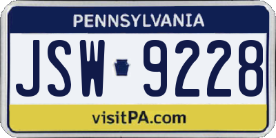 PA license plate JSW9228