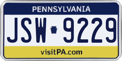 PA license plate JSW9229