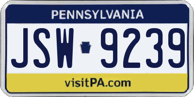 PA license plate JSW9239