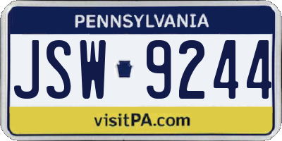 PA license plate JSW9244