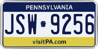 PA license plate JSW9256