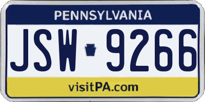 PA license plate JSW9266