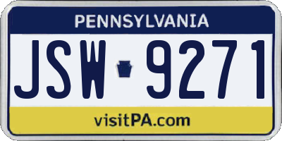 PA license plate JSW9271