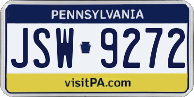 PA license plate JSW9272