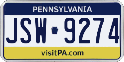 PA license plate JSW9274