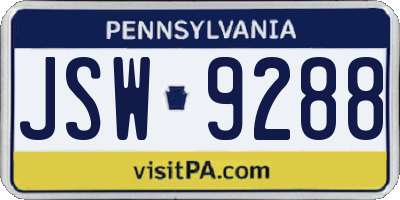 PA license plate JSW9288