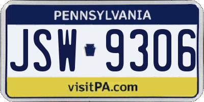 PA license plate JSW9306