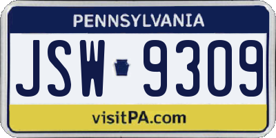 PA license plate JSW9309