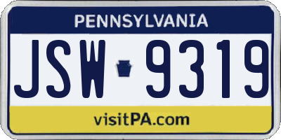 PA license plate JSW9319