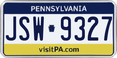 PA license plate JSW9327