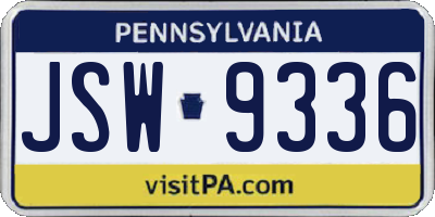 PA license plate JSW9336