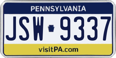 PA license plate JSW9337