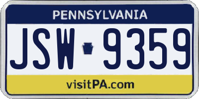 PA license plate JSW9359