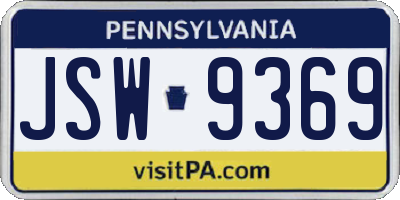 PA license plate JSW9369