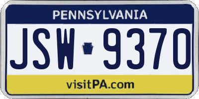 PA license plate JSW9370