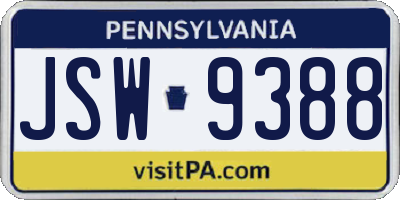 PA license plate JSW9388