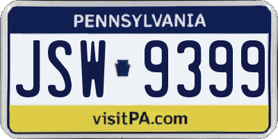 PA license plate JSW9399