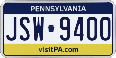 PA license plate JSW9400