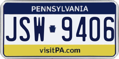 PA license plate JSW9406