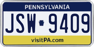 PA license plate JSW9409