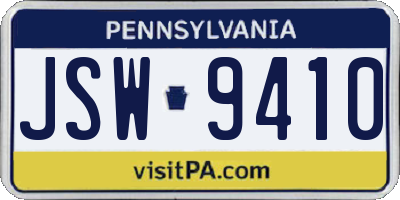 PA license plate JSW9410