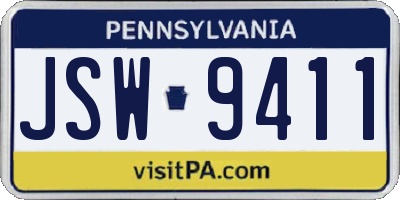 PA license plate JSW9411