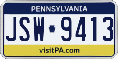 PA license plate JSW9413
