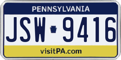 PA license plate JSW9416