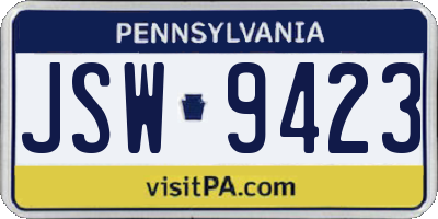 PA license plate JSW9423