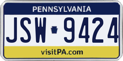 PA license plate JSW9424