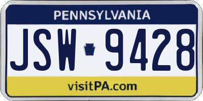 PA license plate JSW9428