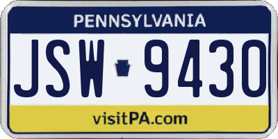 PA license plate JSW9430