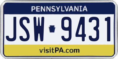 PA license plate JSW9431