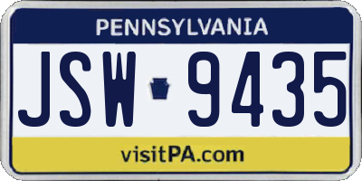 PA license plate JSW9435