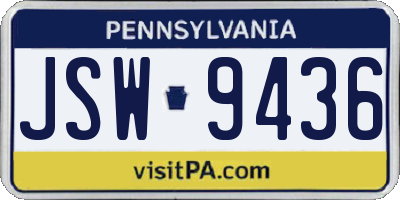 PA license plate JSW9436