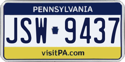 PA license plate JSW9437