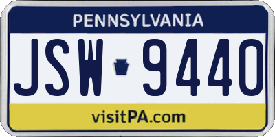 PA license plate JSW9440