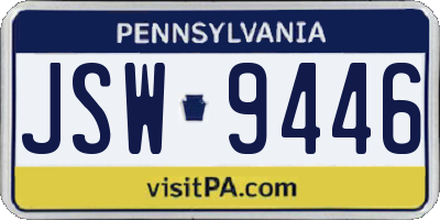 PA license plate JSW9446