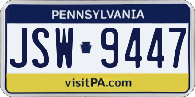 PA license plate JSW9447