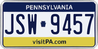 PA license plate JSW9457