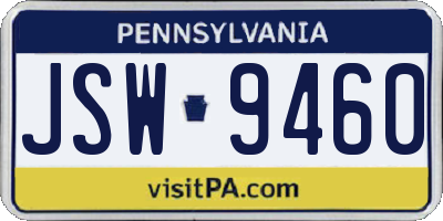 PA license plate JSW9460