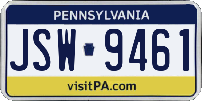 PA license plate JSW9461