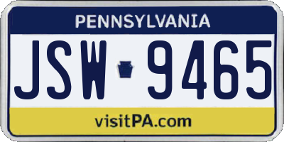 PA license plate JSW9465