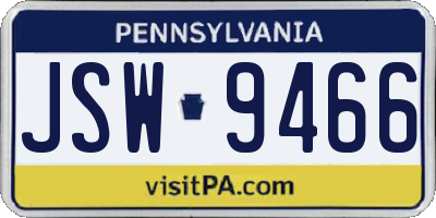 PA license plate JSW9466