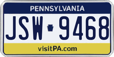 PA license plate JSW9468