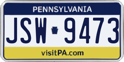 PA license plate JSW9473