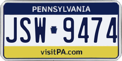 PA license plate JSW9474