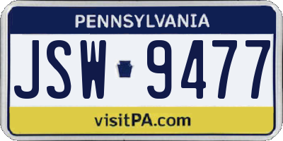 PA license plate JSW9477