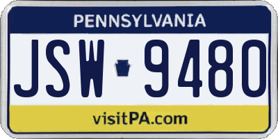 PA license plate JSW9480