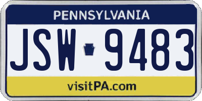 PA license plate JSW9483